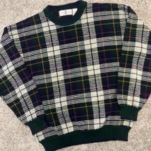 Vintage River Trader Crewneck Sweater Plaid‎ Men Size Large Cotton Preppy